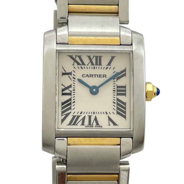 カルティエ Cartier タンクフランセーズ SM W51007Q4 ホワイト SS/YG クオーツ レディース 腕時計