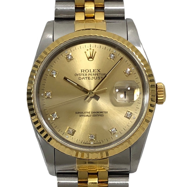 ロレックス ROLEX デイトジャスト S番 16233G シャンパンゴールド SS/K18YG メンズ 腕時計