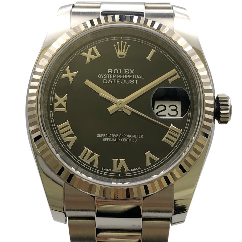 ロレックス ROLEX デイトジャスト36 116234 ブラック WG/SS ユニセックス 腕時計