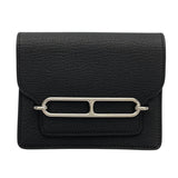 エルメス HERMES ロウリス スリム B刻印 ブラック/SV金具 シェーブル レディース 二つ折り財布
