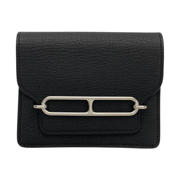 エルメス HERMES ロウリス スリム B刻印 ブラック/SV金具 シェーブル レディース 二つ折り財布