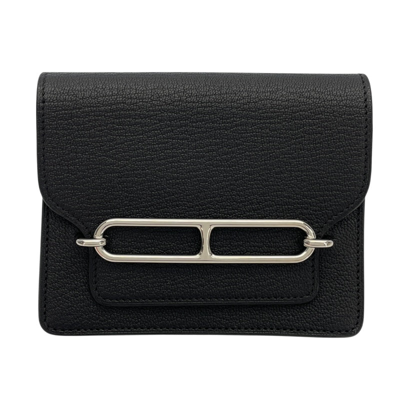 エルメス HERMES ロウリス スリム B刻印 ブラック/SV金具 シェーブル レディース 二つ折り財布