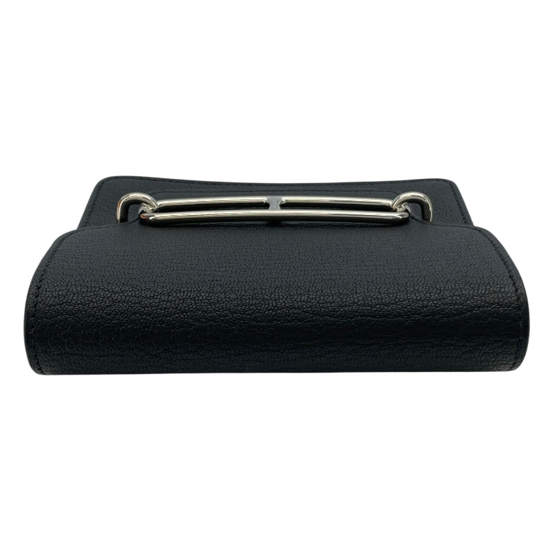 エルメス HERMES ロウリス スリム B刻印 ブラック/SV金具 シェーブル レディース 二つ折り財布