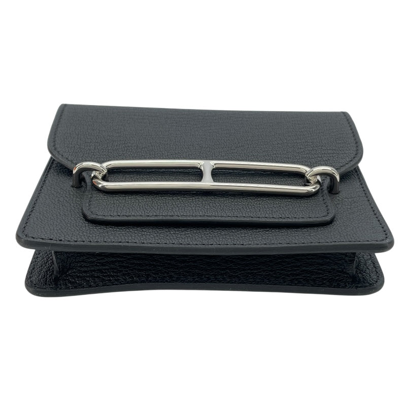 エルメス HERMES ロウリス スリム B刻印 ブラック/SV金具 シェーブル レディース 二つ折り財布
