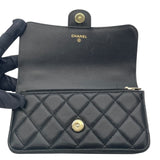 シャネル CHANEL フラップ フォン ショルダー AP3226 ブラック GD金具 ラム レディース ショルダーバッグ