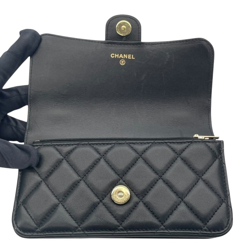 シャネル CHANEL フラップ フォン ショルダー AP3226 ブラック GD金具 ラム レディース ショルダーバッグ