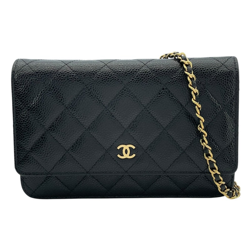 シャネル CHANEL マトラッセチェーンウォレット AP0250 ブラック GD金具 キャビアスキン レディース ウォレットチェーン