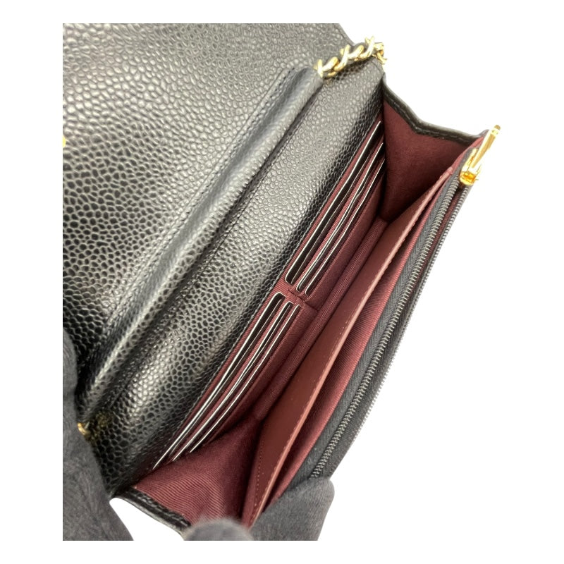 シャネル CHANEL マトラッセチェーンウォレット AP0250 ブラック GD金具 キャビアスキン レディース ウォレットチェーン