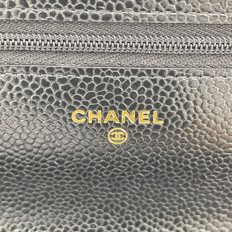 シャネル CHANEL マトラッセチェーンウォレット AP0250 ブラック GD金具 キャビアスキン レディース ウォレットチェーン