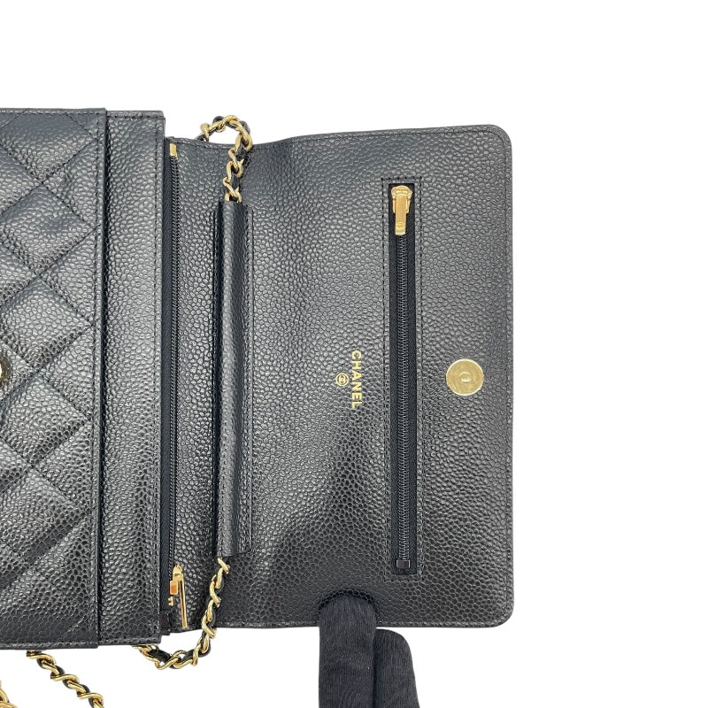 シャネル CHANEL マトラッセチェーンウォレット AP0250 ブラック GD金具 キャビアスキン レディース ウォレットチェーン