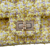 シャネル CHANEL 2.55 ショルダーバッグ25 A37586 イエロー/GD金具 ツイード レディース ショルダーバッグ