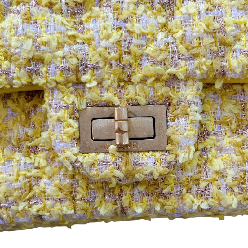シャネル CHANEL 2.55 ショルダーバッグ25 A37586 イエロー/GD金具 ツイード レディース ショルダーバッグ