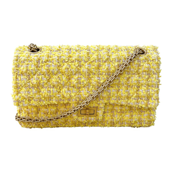 シャネル CHANEL 2.55 ショルダーバッグ25 A37586 イエロー/GD金具 ツイード レディース ショルダーバッグ