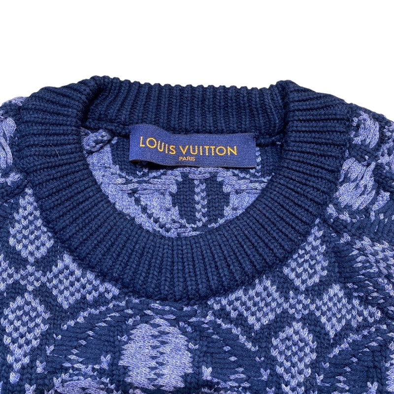 ルイ・ヴィトン LOUIS VUITTON モノグラムフラワー総柄ニットセーター 20AW HJN77W ネイビー ナイロン メンズ セーター