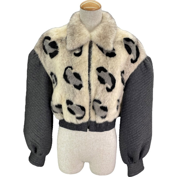 フェンディ FENDI レオパードミンクファージャケット FNE60I ホワイト/グレー ミンク レディース その他アウター