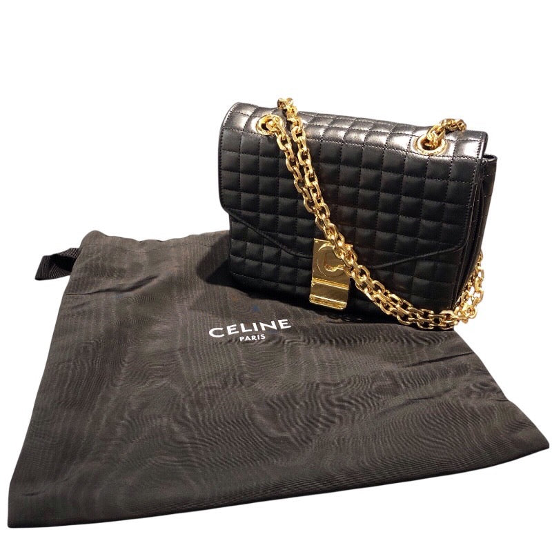セリーヌ CELINE スモールC ショルダー ブラック レザー レディース ショルダーバッグ