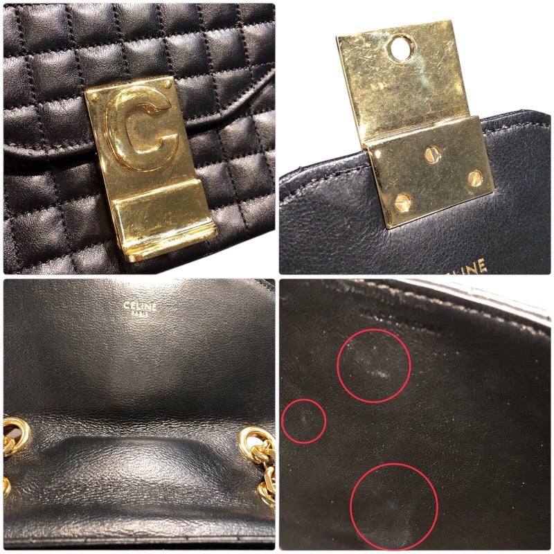 セリーヌ CELINE スモールC ショルダー ブラック レザー レディース ショルダーバッグ