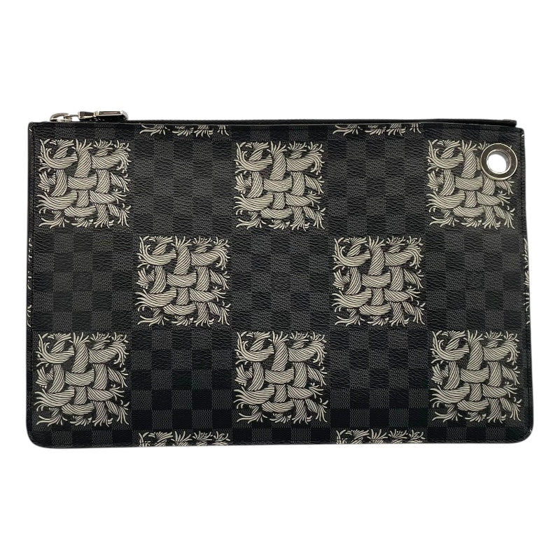 ルイ・ヴィトン LOUIS VUITTON ポシェットジュールPMクリストファーネメス N61231 ブラック ダミエ・グラフィット メンズ クラッチバッグ
