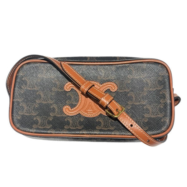 【美品】セリーヌ　トリオンフキャンバス　カメラバッグ　ショルダー セリーヌ CELINE トリオンフ ミニカメラバッグ 10J583 タン