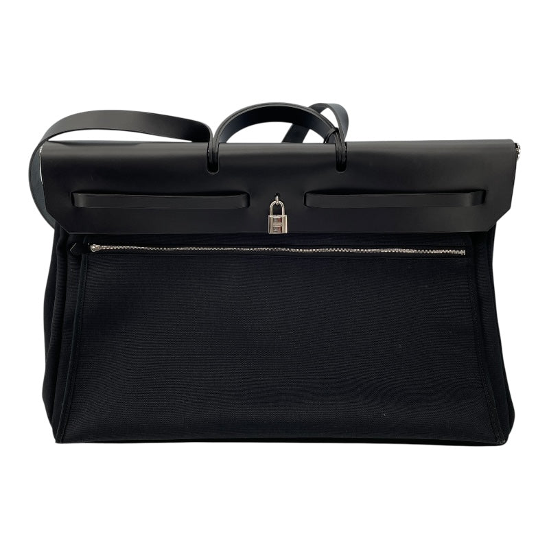 エルメス HERMES エールバッグジップGM D刻 ブラック SV金具 トワル ヴァッシュ ユニセックス ショルダーバッグ