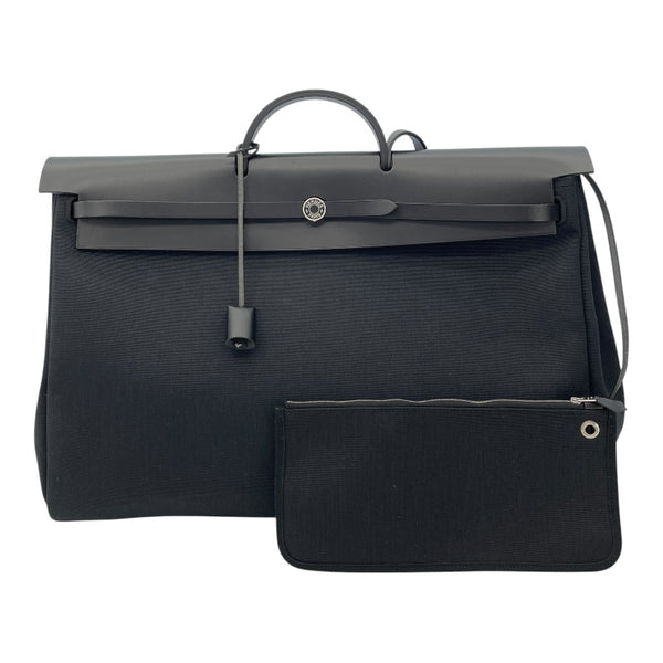 エルメス HERMES エールバッグジップGM D刻 ブラック SV金具 トワル ヴァッシュ ユニセックス ショルダーバッグ