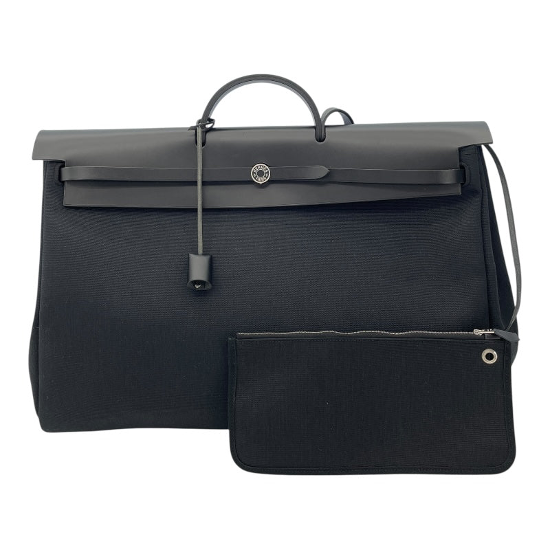 エルメス HERMES エールバッグジップGM D刻 ブラック SV金具 トワル ヴァッシュ ユニセックス ショルダーバッグ
