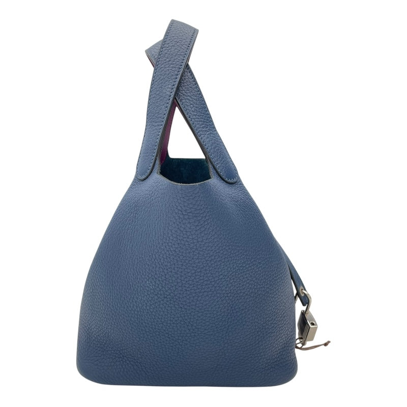 エルメス HERMES ピコタンロックPM エクラ D刻 ディープブルー アネモネ SV金具 トリヨン/スイフト レディース ハンドバッグ