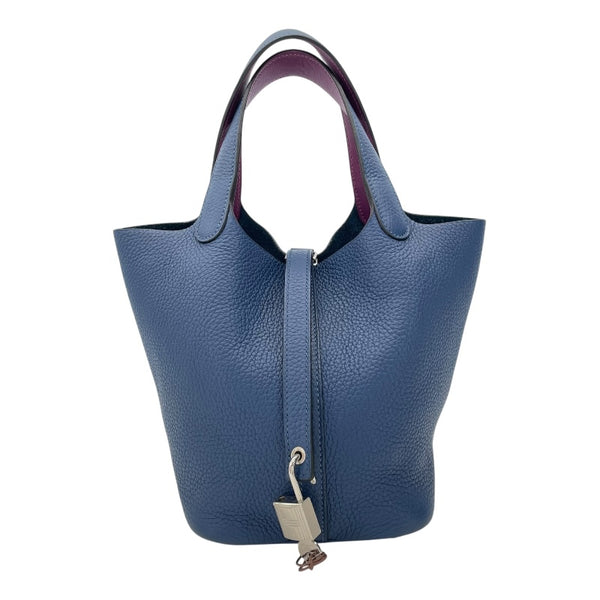 エルメス HERMES ピコタンロックPM エクラ D刻 ディープブルー アネモネ SV金具 トリヨン/スイフト レディース ハンドバッグ
