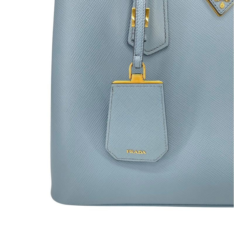 プラダ PRADA ドゥーブレ ミディアム 1BG775 ブルー サフィアーノレザー レディース ショルダーバッグ