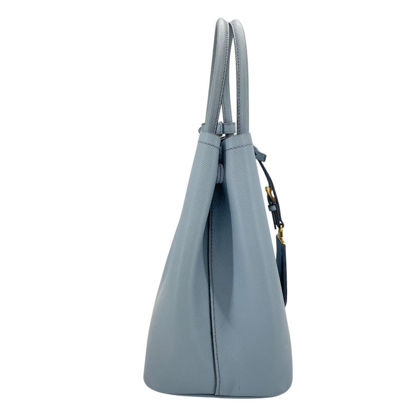 プラダ PRADA ドゥーブレ ミディアム 1BG775 ブルー サフィアーノレザー レディース ショルダーバッグ