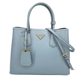 プラダ PRADA ドゥーブレ ミディアム 1BG775 ブルー サフィアーノレザー レディース ショルダーバッグ