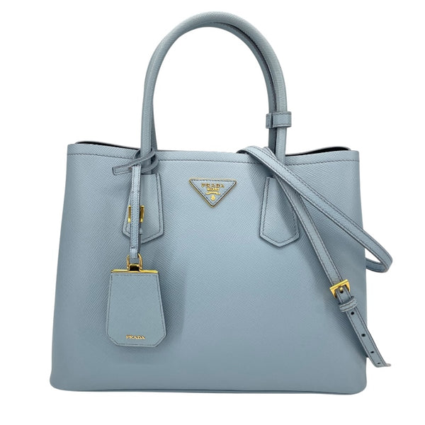 プラダ PRADA ドゥーブレ ミディアム 1BG775 ブルー サフィアーノレザー レディース ショルダーバッグ