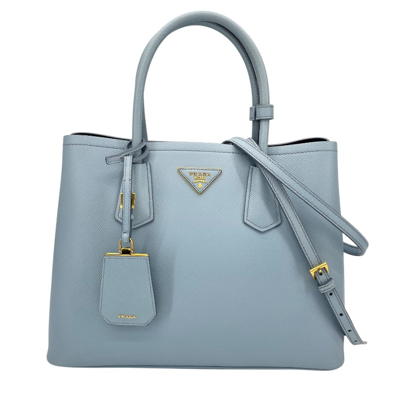 プラダ PRADA ドゥーブレ ミディアム 1BG775 ブルー サフィアーノレザー レディース ショルダーバッグ