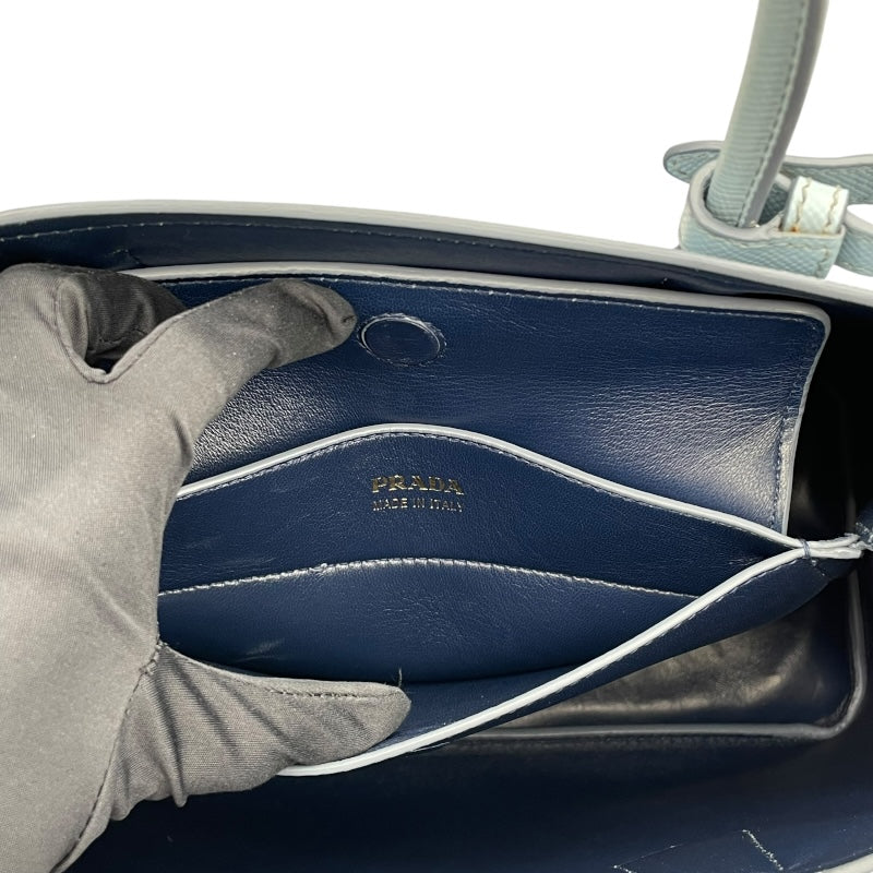プラダ PRADA ドゥーブレ ミディアム 1BG775 ブルー サフィアーノレザー レディース ショルダーバッグ