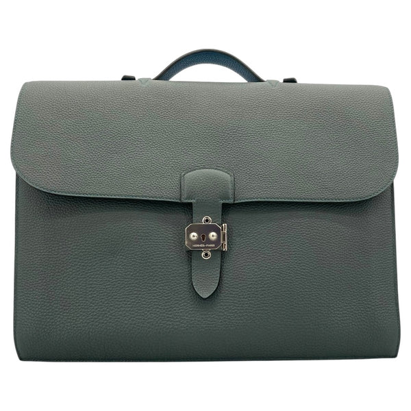 エルメス HERMES サックアデベッシュ38ヴェルソ □Q刻 ブルーオラージュブルーイズミール SV金具 トゴ メンズ ビジネスバッグ