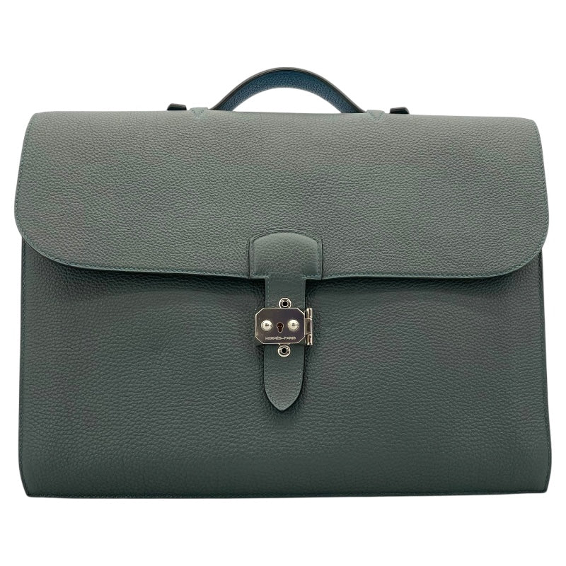 エルメス HERMES サックアデベッシュ38ヴェルソ □Q刻 ブルーオラージュブルーイズミール SV金具 トゴ メンズ ビジネスバッグ