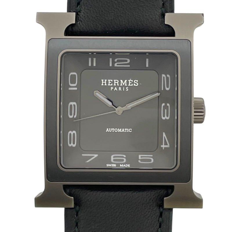 エルメス HERMES Hウォッチ HH5.841 グレー チタン/革ベルト 自動巻き メンズ 腕時計