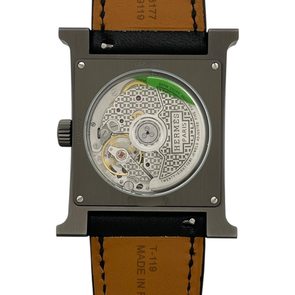 エルメス HERMES Hウォッチ HH5.841 グレー チタン/革ベルト 自動巻き メンズ 腕時計