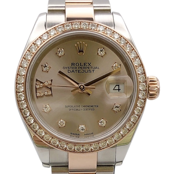 ロレックス ROLEX デイトジャスト28 サンダスト　スターダイヤ C283F732 PG/SS レディース 腕時計