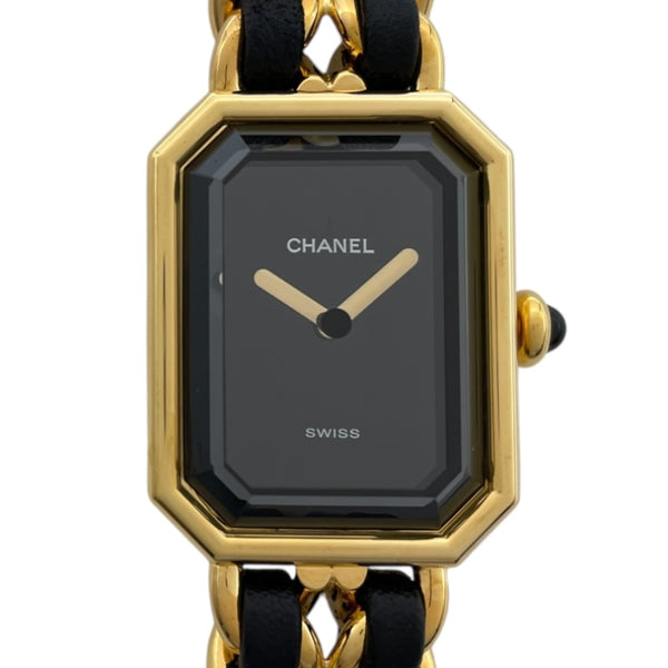 シャネル CHANEL プルミエール M H0001 ブラック GP/革ベルト クオーツ レディース 腕時計