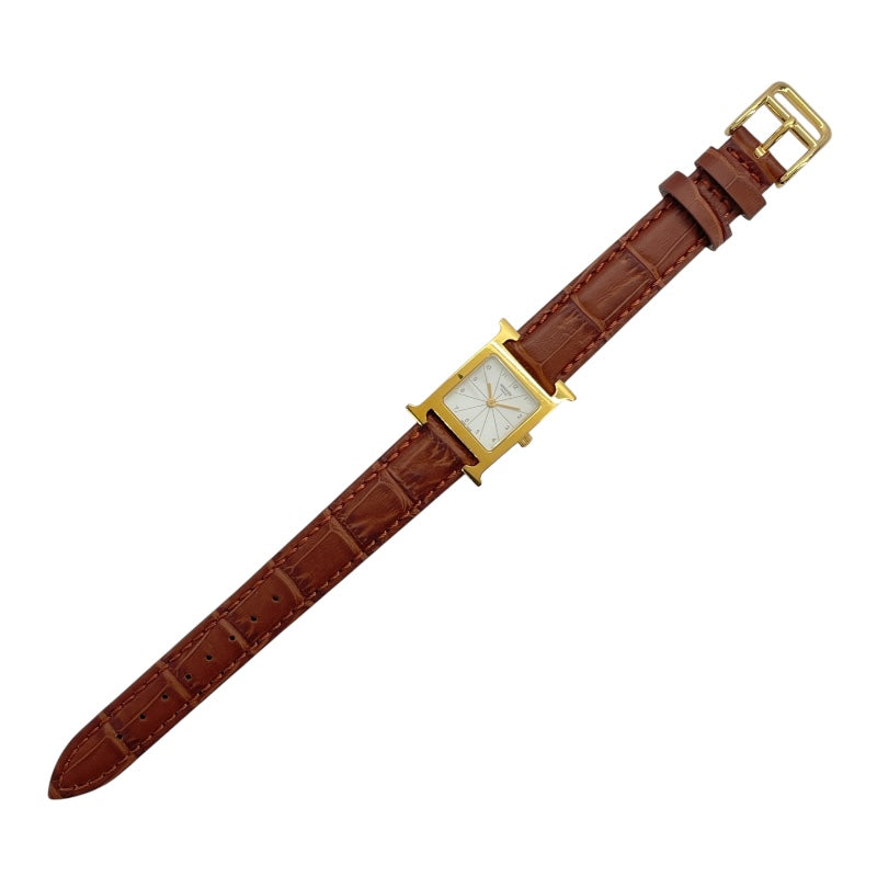 エルメス HERMES Hウォッチ RS1.201 ホワイト GP/SS レディース 腕時計