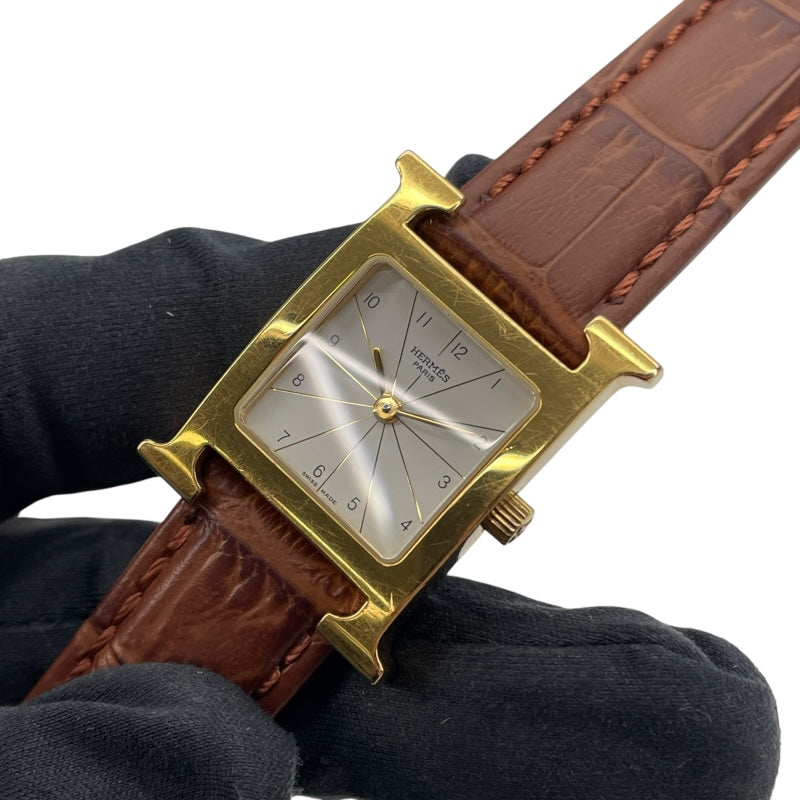 エルメス HERMES Hウォッチ RS1.201 ホワイト GP/SS レディース 腕時計
