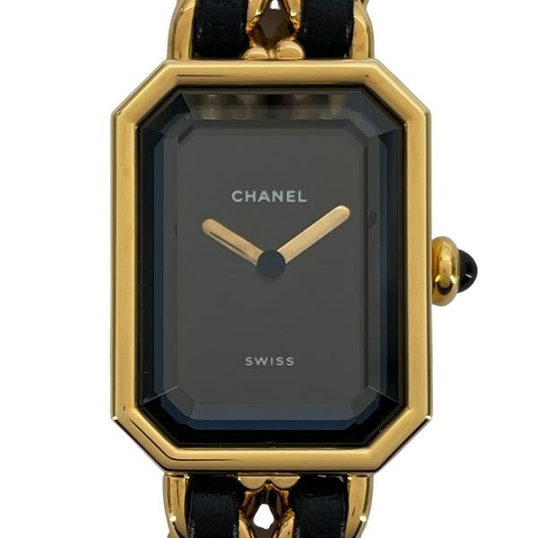 シャネル CHANEL プルミエールM H0001 ブラック GP レディース 腕時計