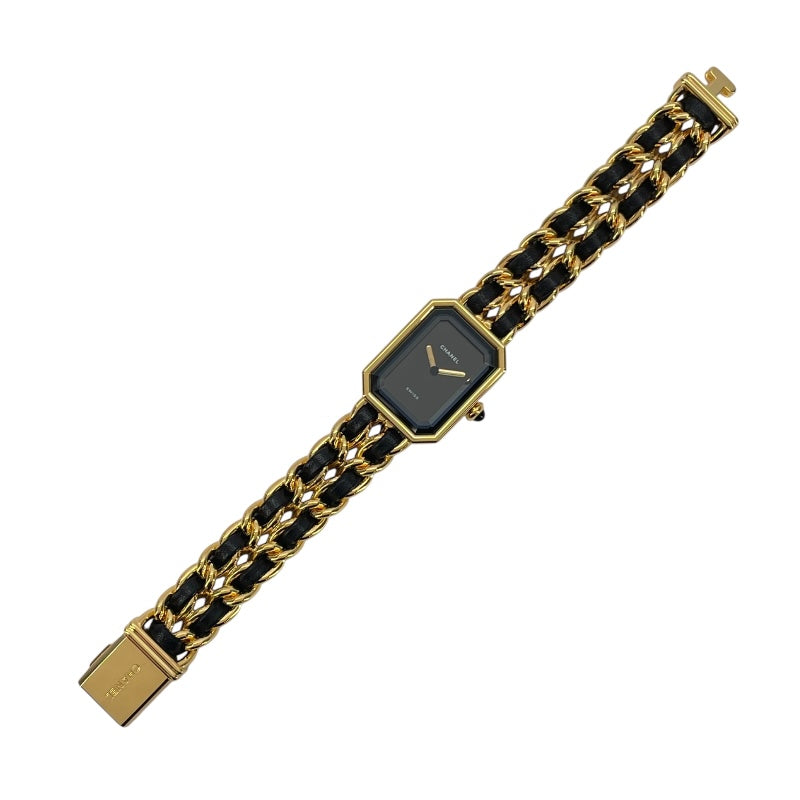 シャネル CHANEL プルミエールM H0001 ブラック GP レディース 腕時計