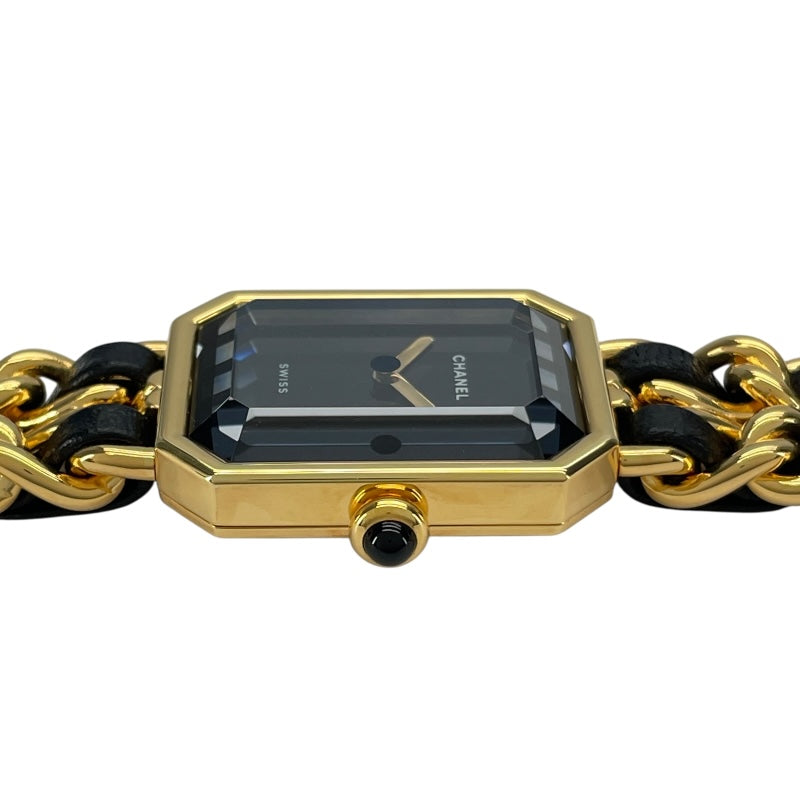 シャネル CHANEL プルミエールM H0001 ブラック GP レディース 腕時計