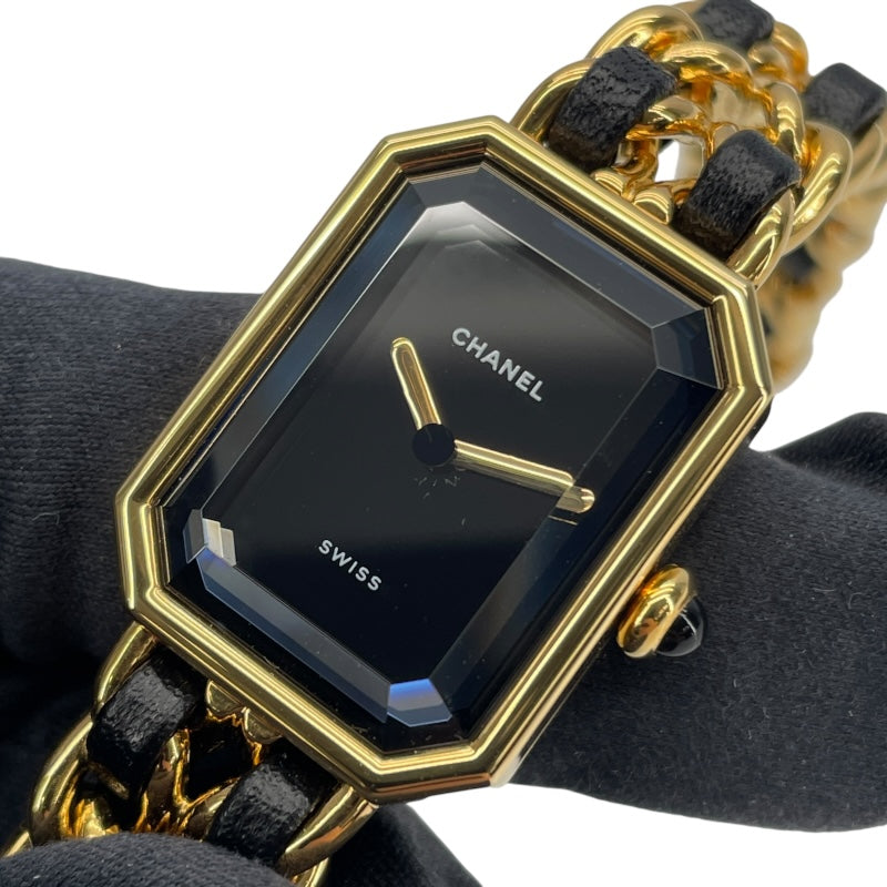 シャネル CHANEL プルミエールM H0001 ブラック GP レディース 腕時計