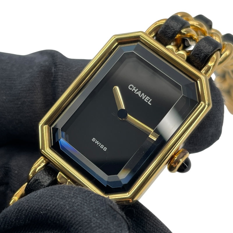 シャネル CHANEL プルミエールM H0001 ブラック GP レディース 腕時計