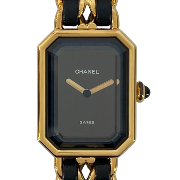 シャネル CHANEL プルミエールM H0001 ブラック GP レディース 腕時計