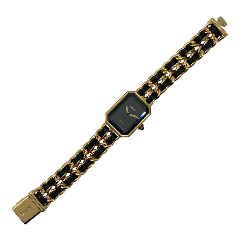 シャネル CHANEL プルミエールM H0001 ブラック GP レディース 腕時計
