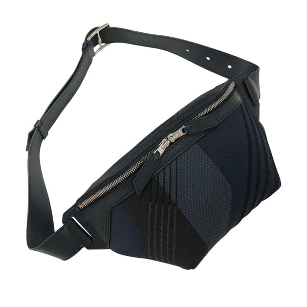 エルメス HERMES シティスライドPM ボディバッグ Z刻 ブラック/ネイビー シルバー金具 トワルダイナモテクニカル キャンバス メンズ ボディバッグ